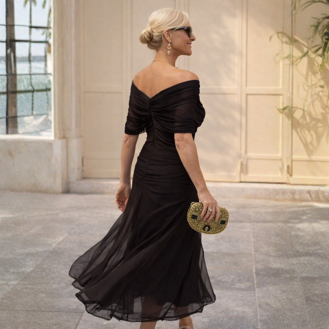REAL | Vestido largo de hombros descubiertos