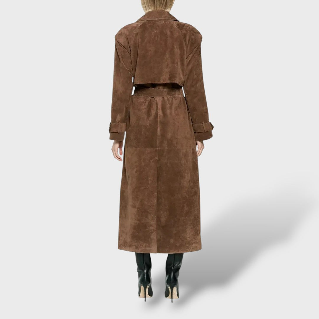 Gabardina clásica efecto ante para mujer
