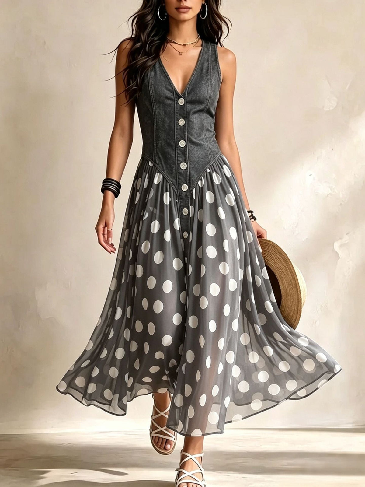 REAL | Vestido largo de lunares exclusivo