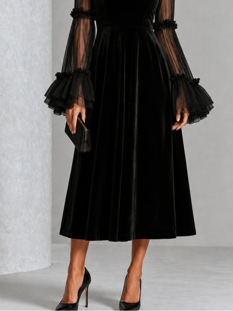 REAL | Vestido midi de terciopelo
