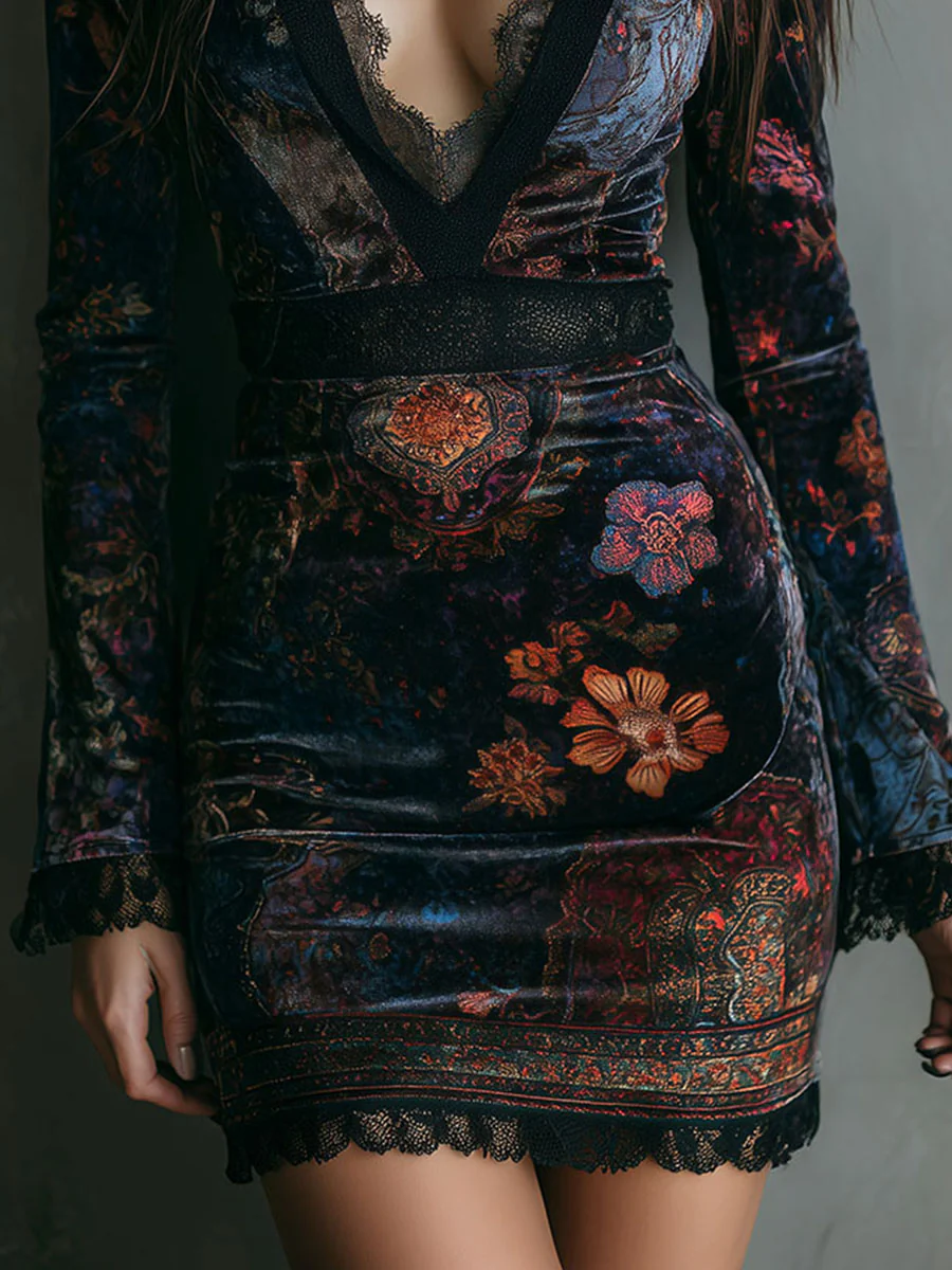 Grazia | Minivestido de terciopelo floral