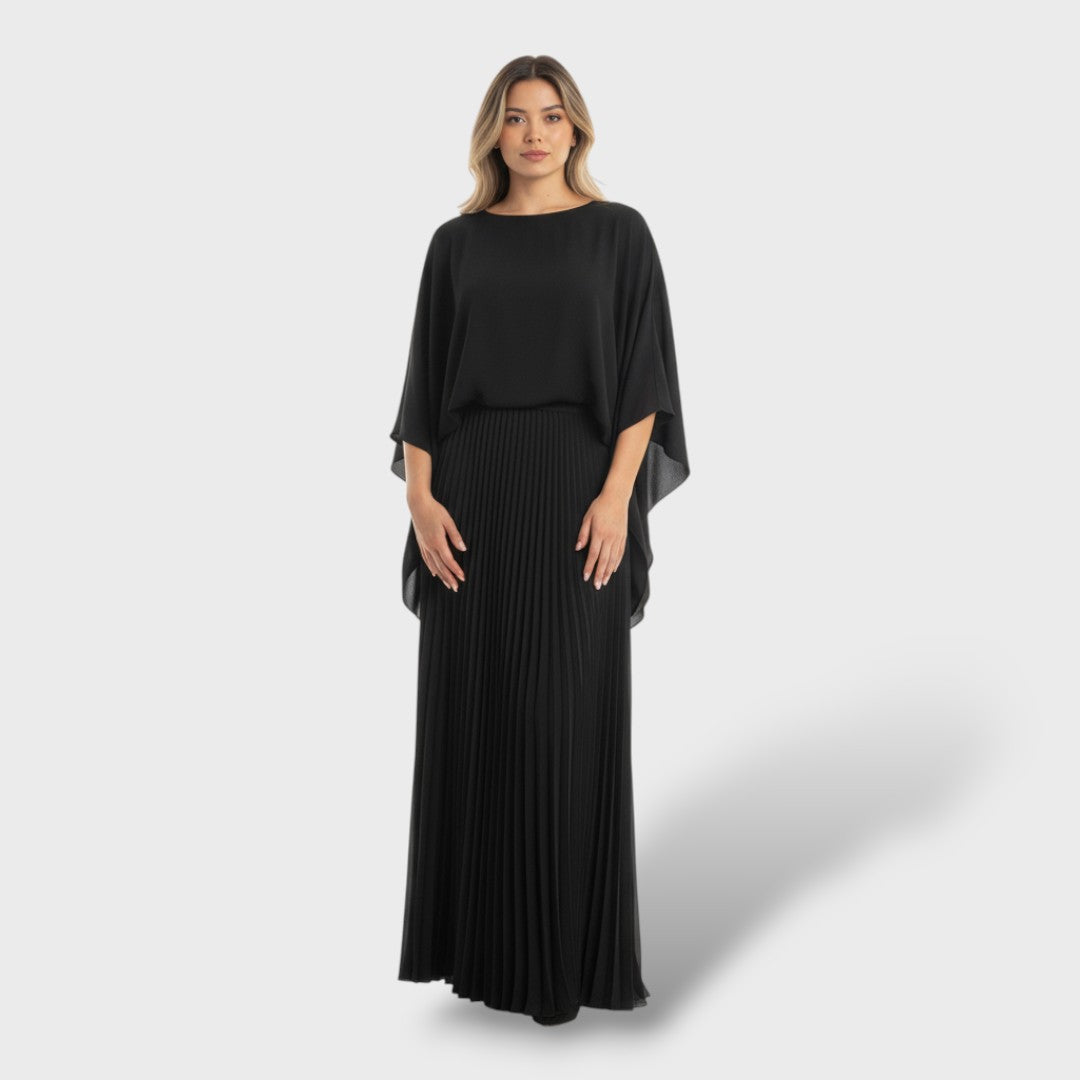 Vestido largo elegante con mangas murciélago