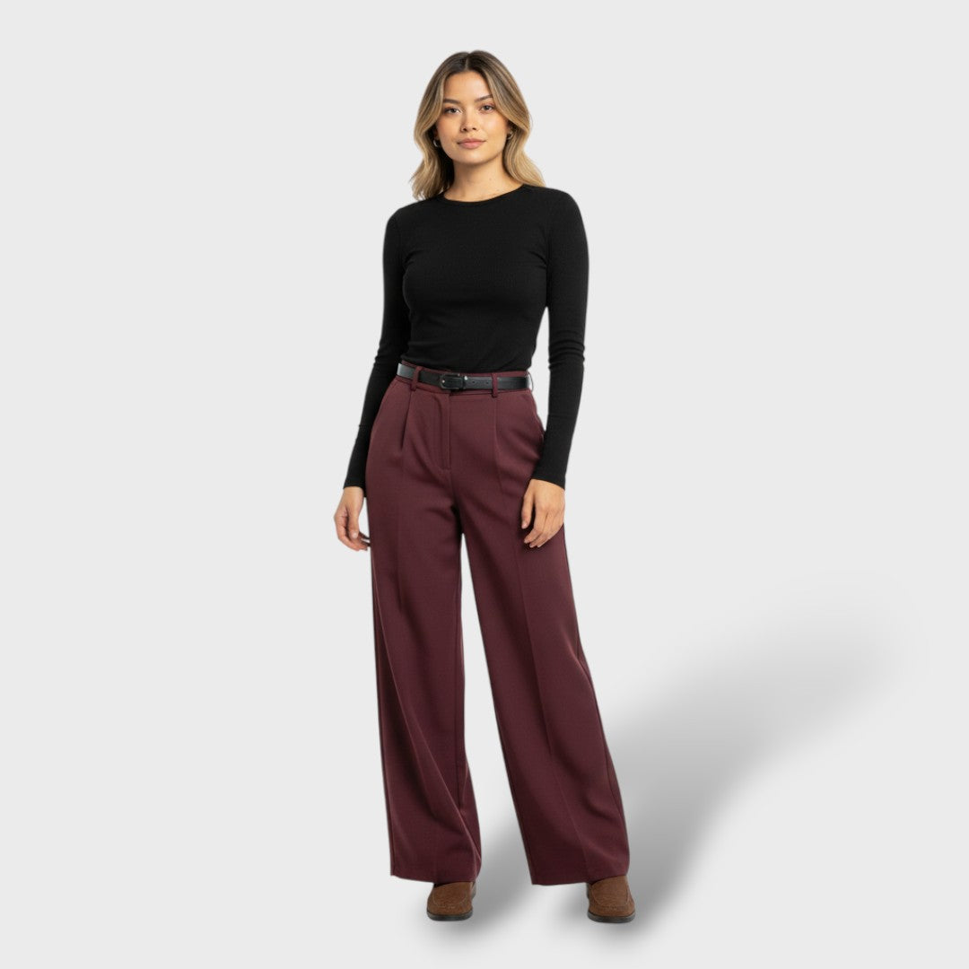 Pantalón de vestir de pernera ancha para mujer