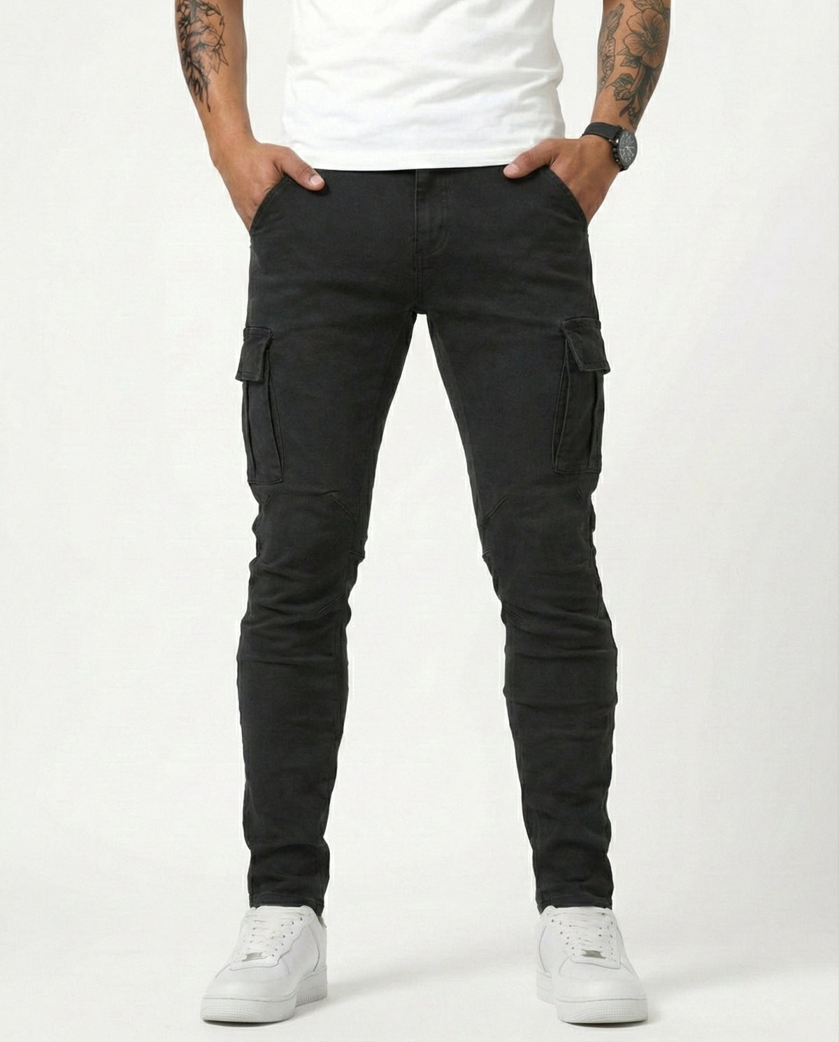 Pantalones cargo elásticos azul marino