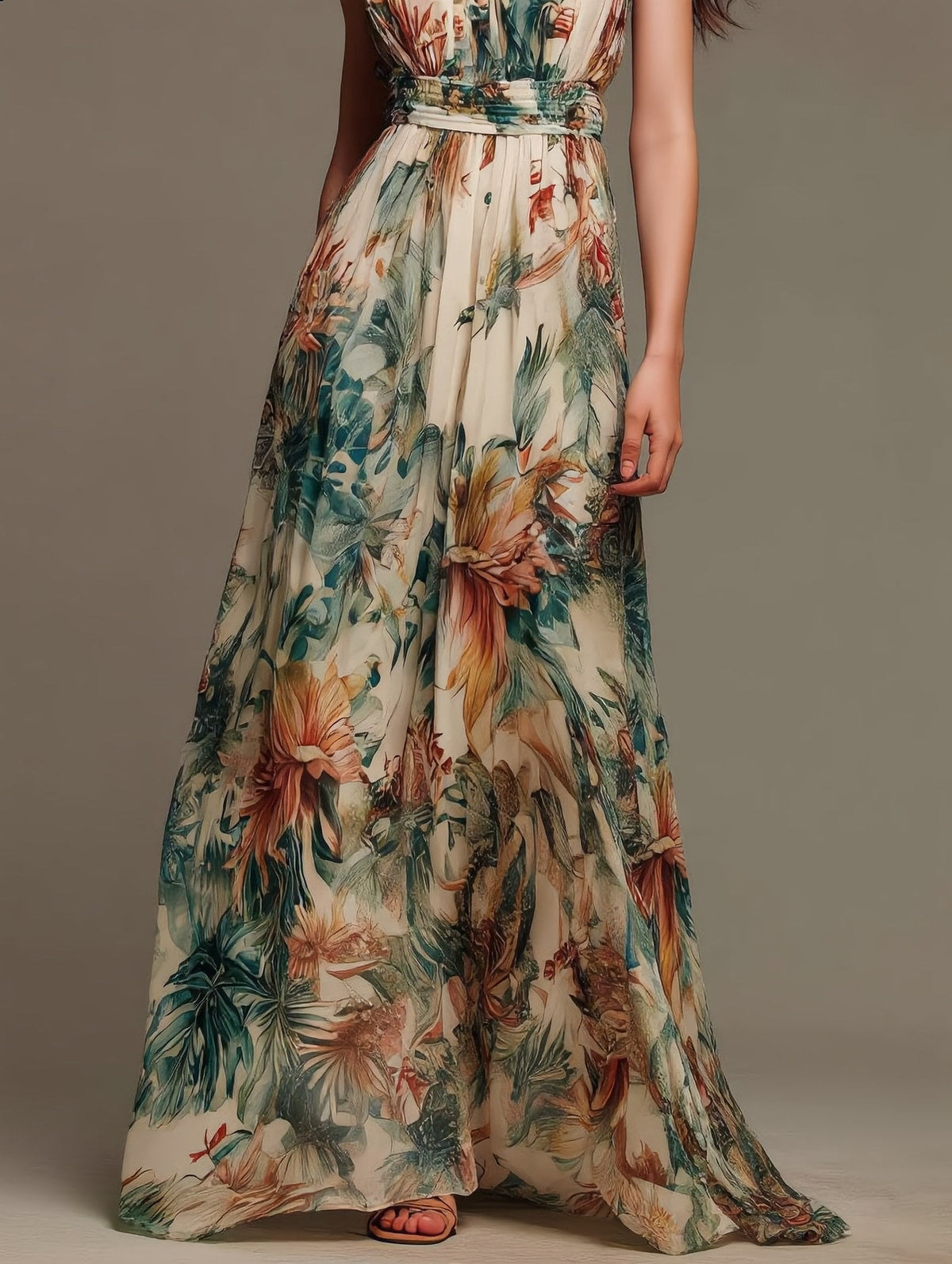 Mélanie | Vestido largo floral de chifón