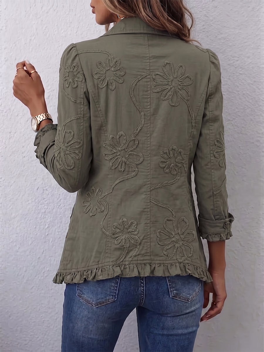 REAL | Chaqueta bordada tono sobre tono con volantes