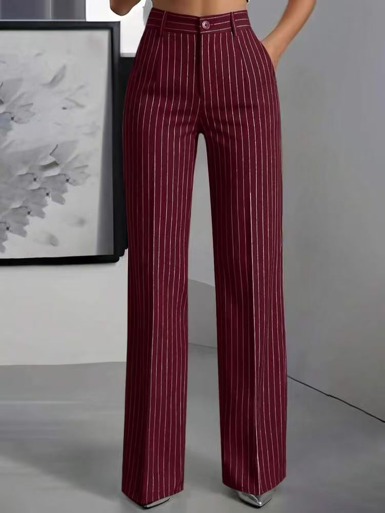 Pantalón de vestir de tiro alto y rayas verticales