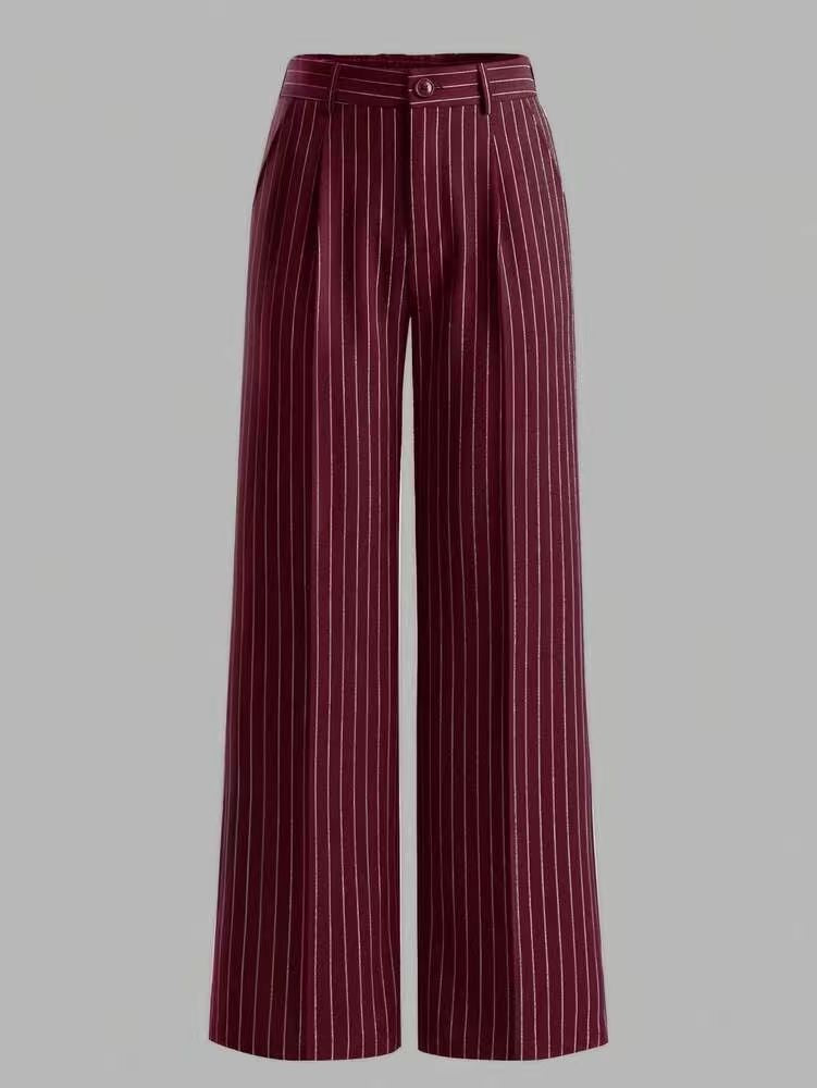 Pantalón de vestir de tiro alto y rayas verticales