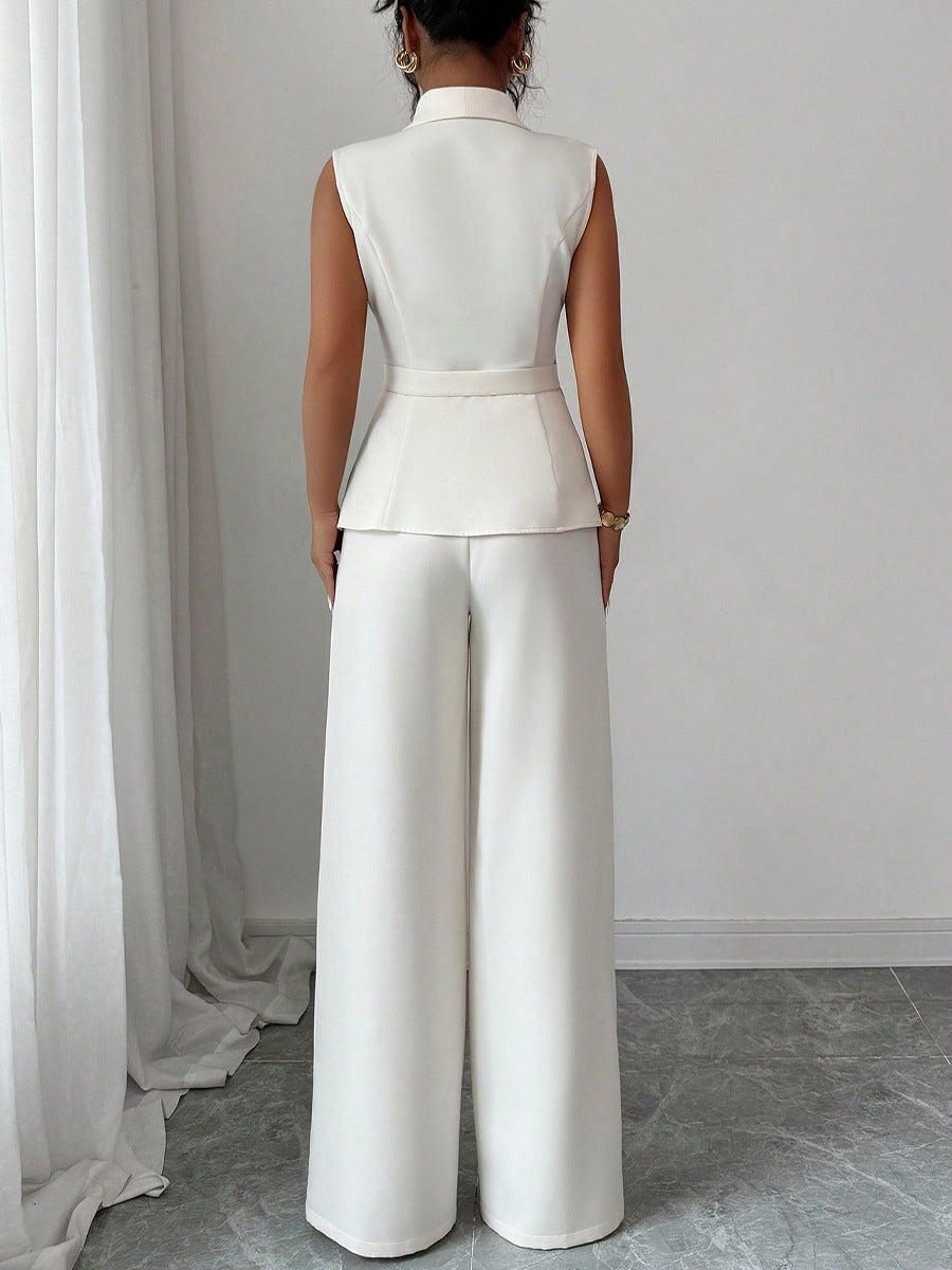 Conjunto de chaleco elegante y pantalón recto