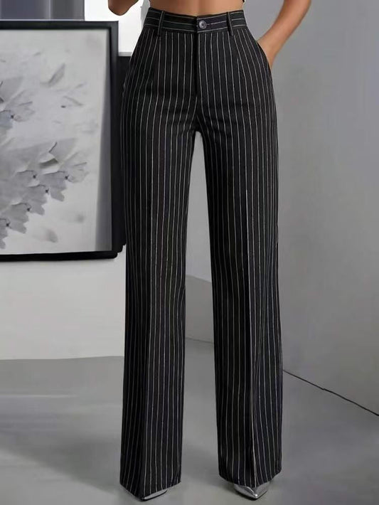 Pantalón de vestir de tiro alto y rayas verticales