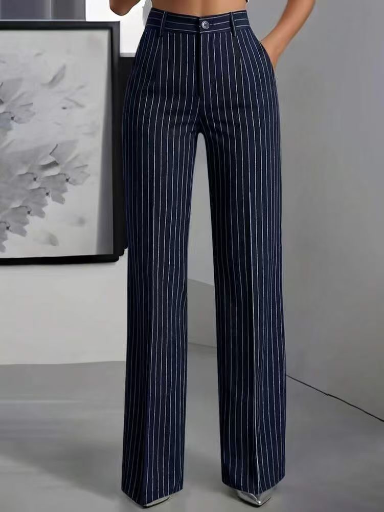 Pantalón de vestir de tiro alto y rayas verticales