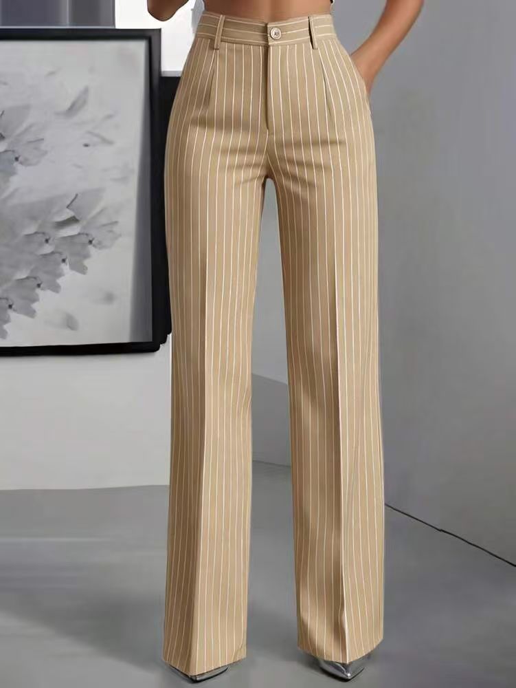 Pantalón de vestir de tiro alto y rayas verticales