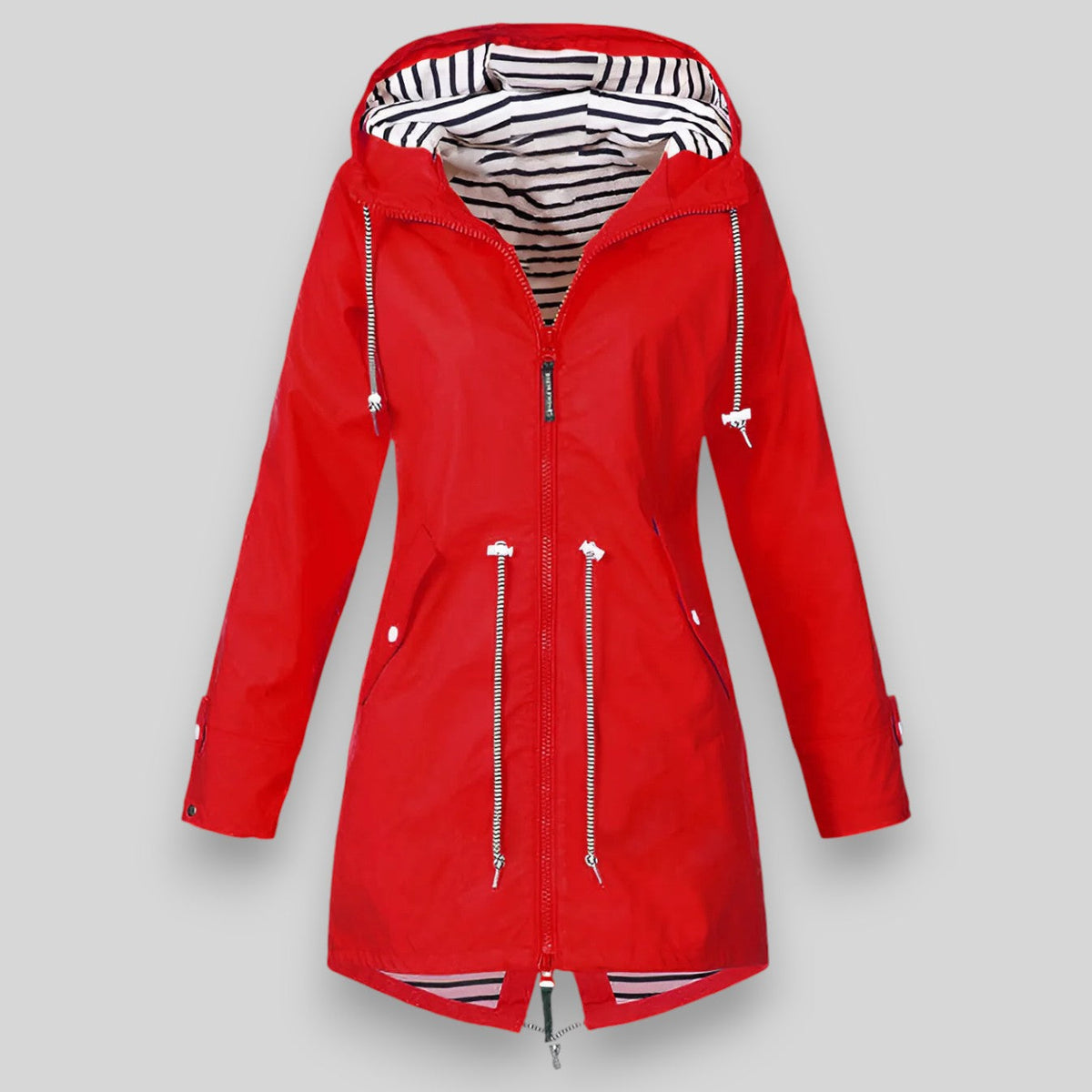 REAL | Impermeable largo elegante con capucha