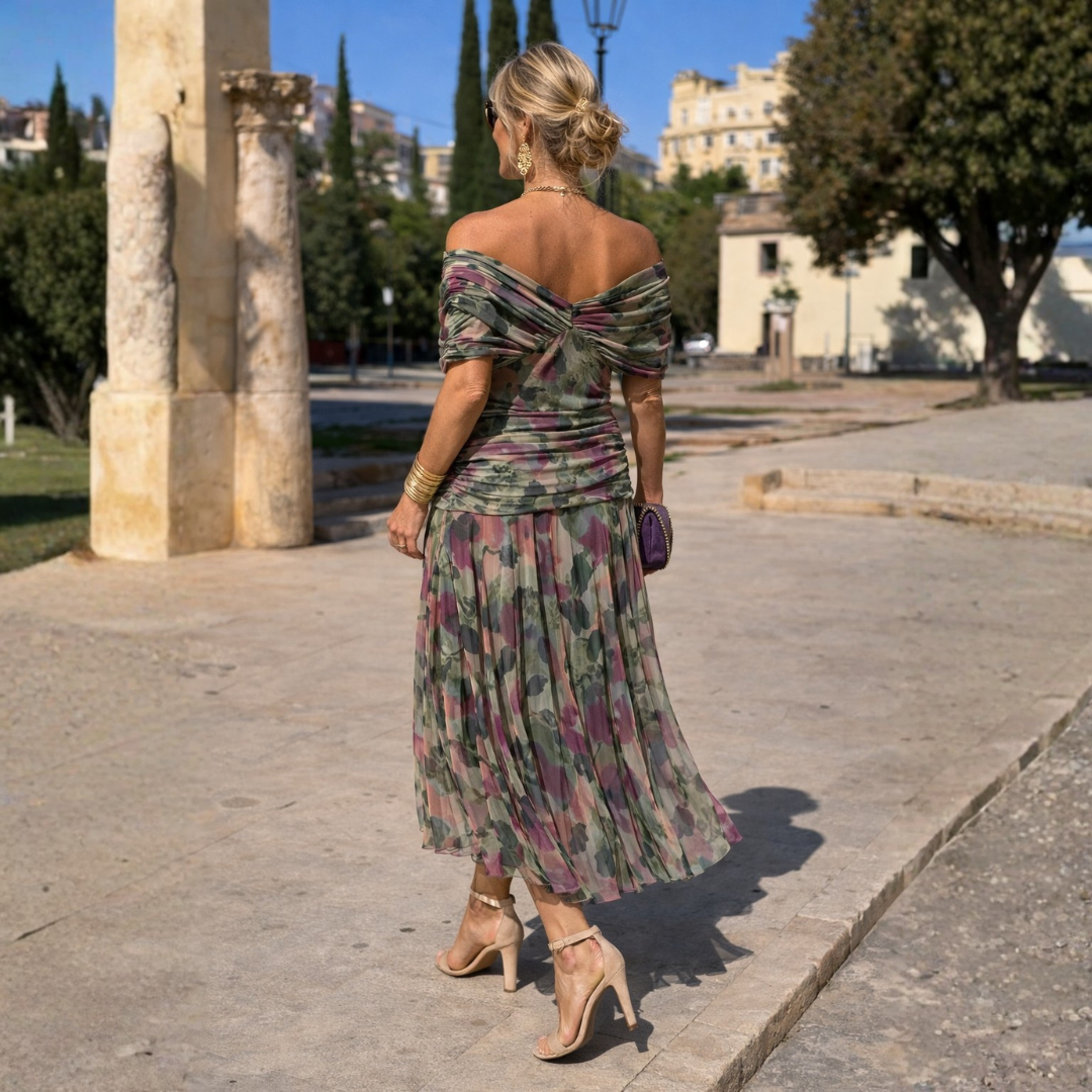 REAL | Vestido largo de hombros descubiertos
