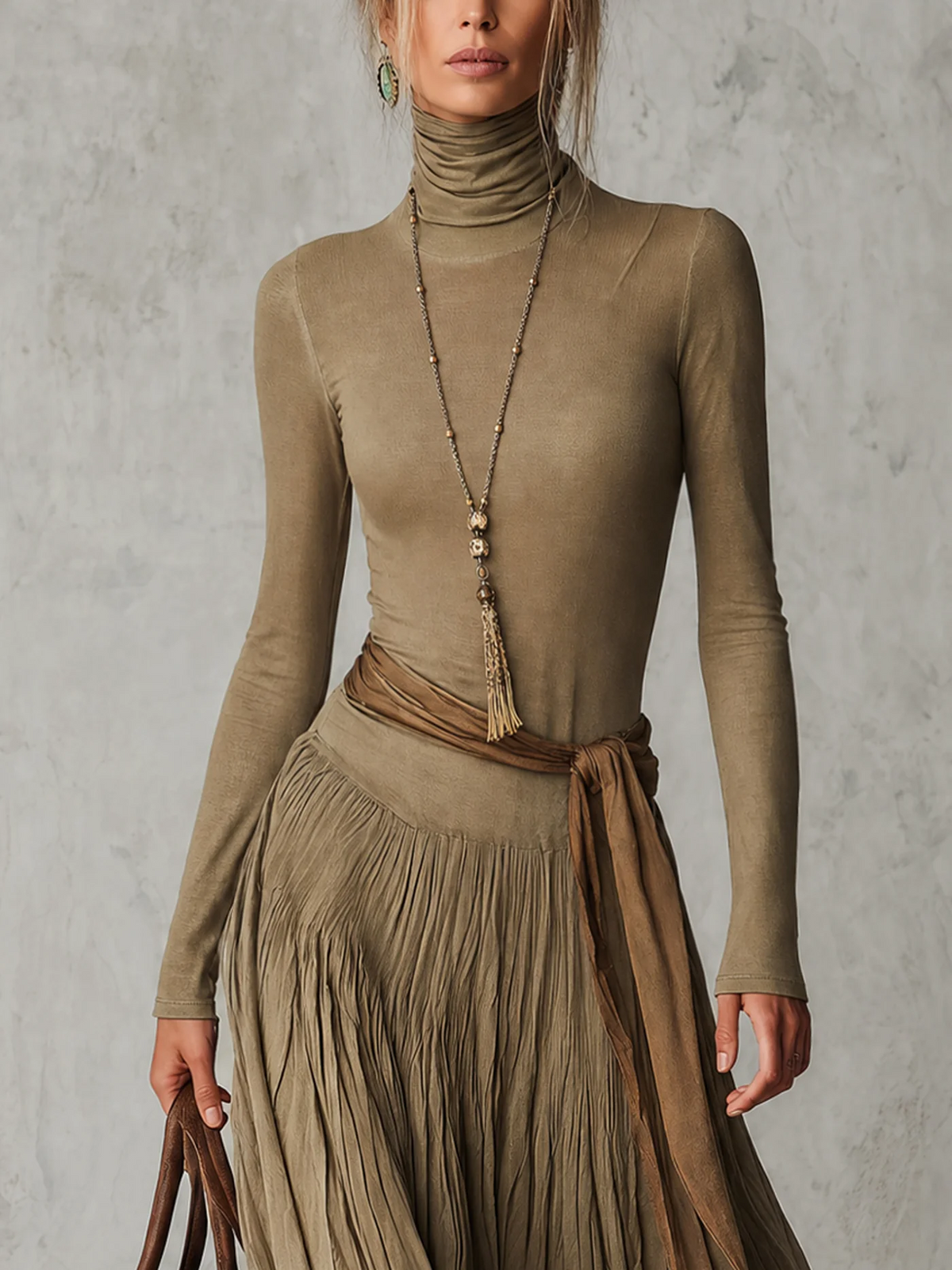REAL | Vestido largo plisado exclusivo