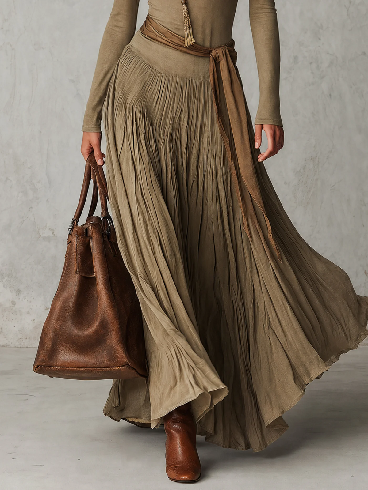 REAL | Vestido largo plisado exclusivo