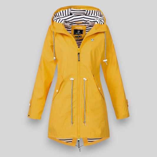 REAL | Impermeable largo elegante con capucha