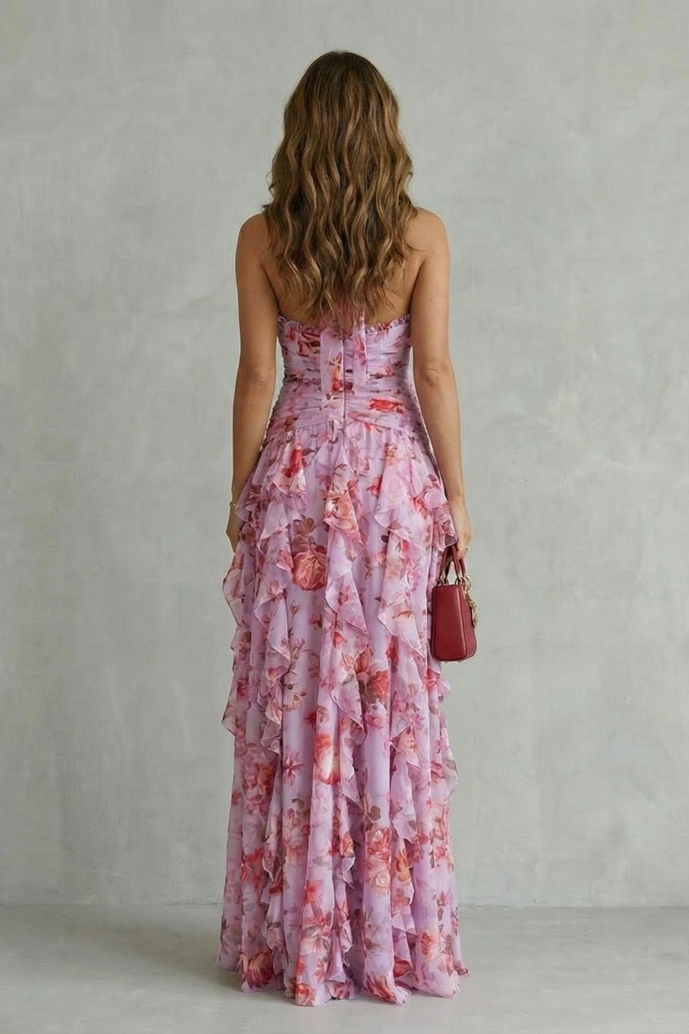 Belladina | Vestido largo halter con estampado de rosas