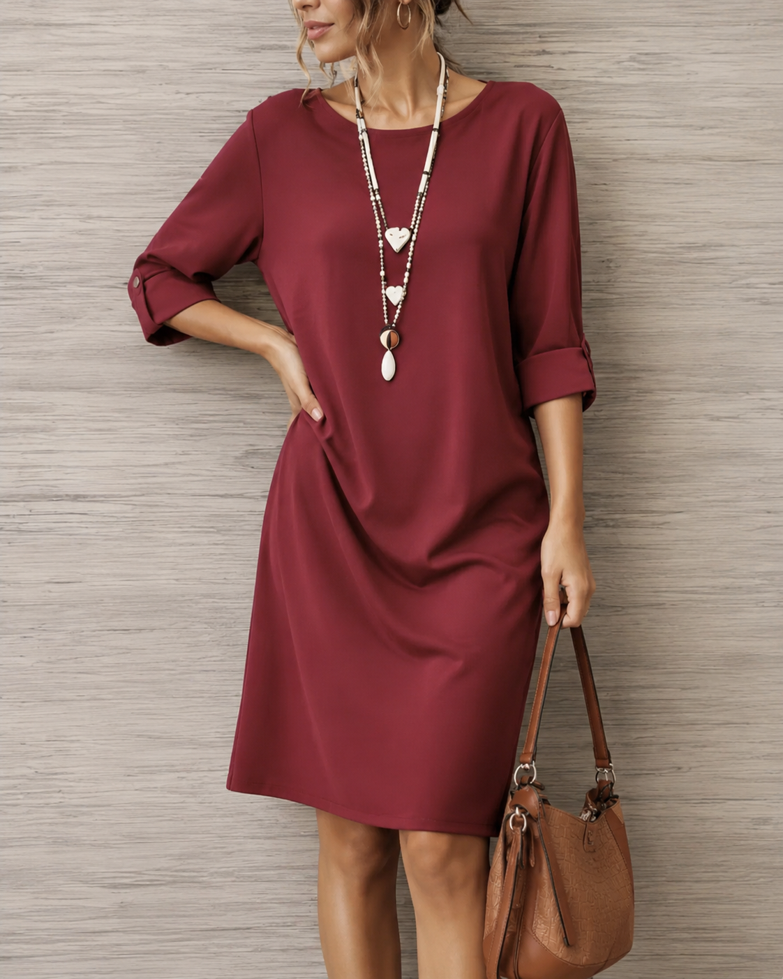 REAL | Vestido midi fluido efecto vientre plano