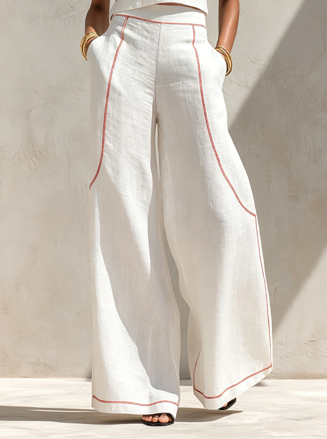 Clara | Conjunto blanco de top sin mangas y pantalón ancho