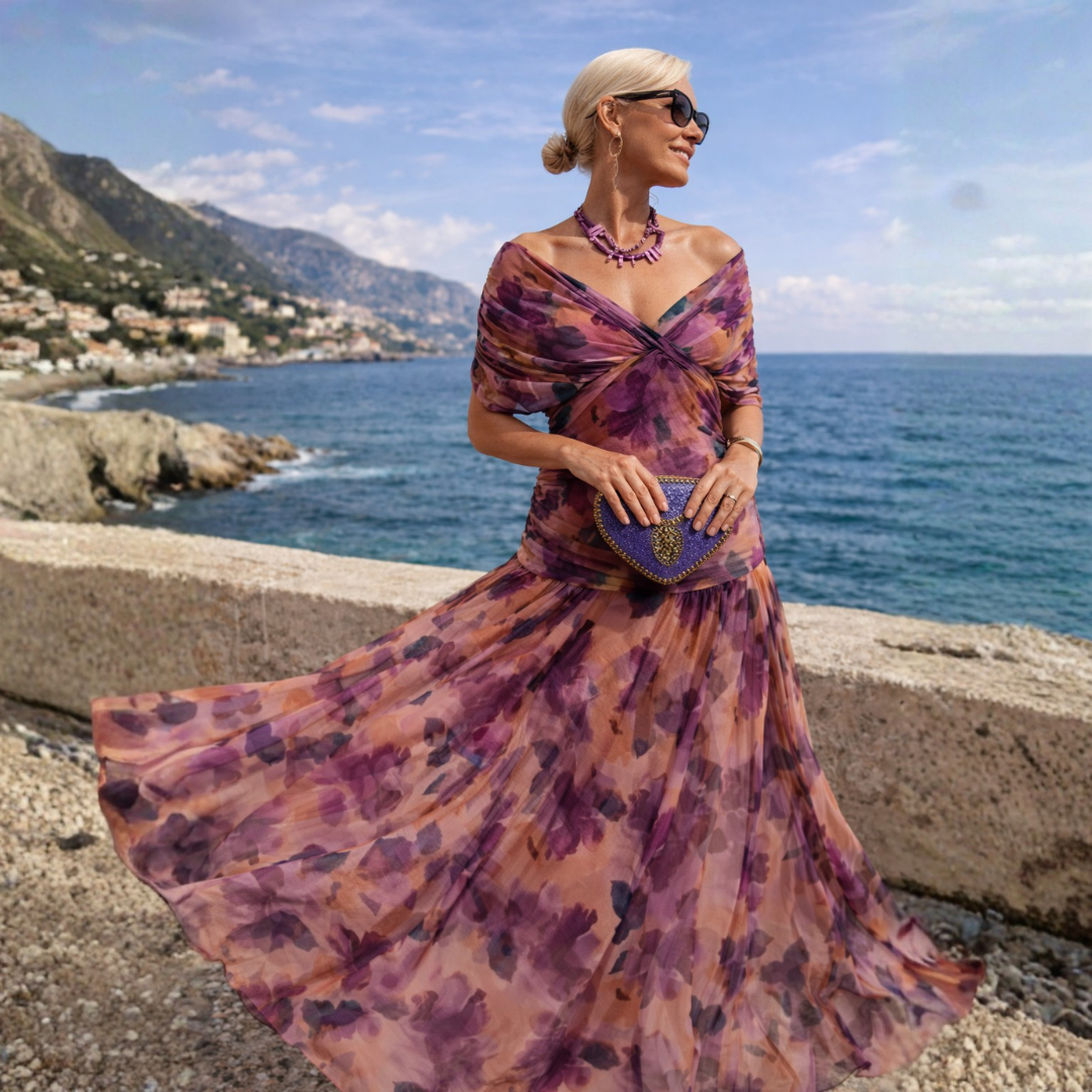 REAL | Vestido largo de hombros descubiertos