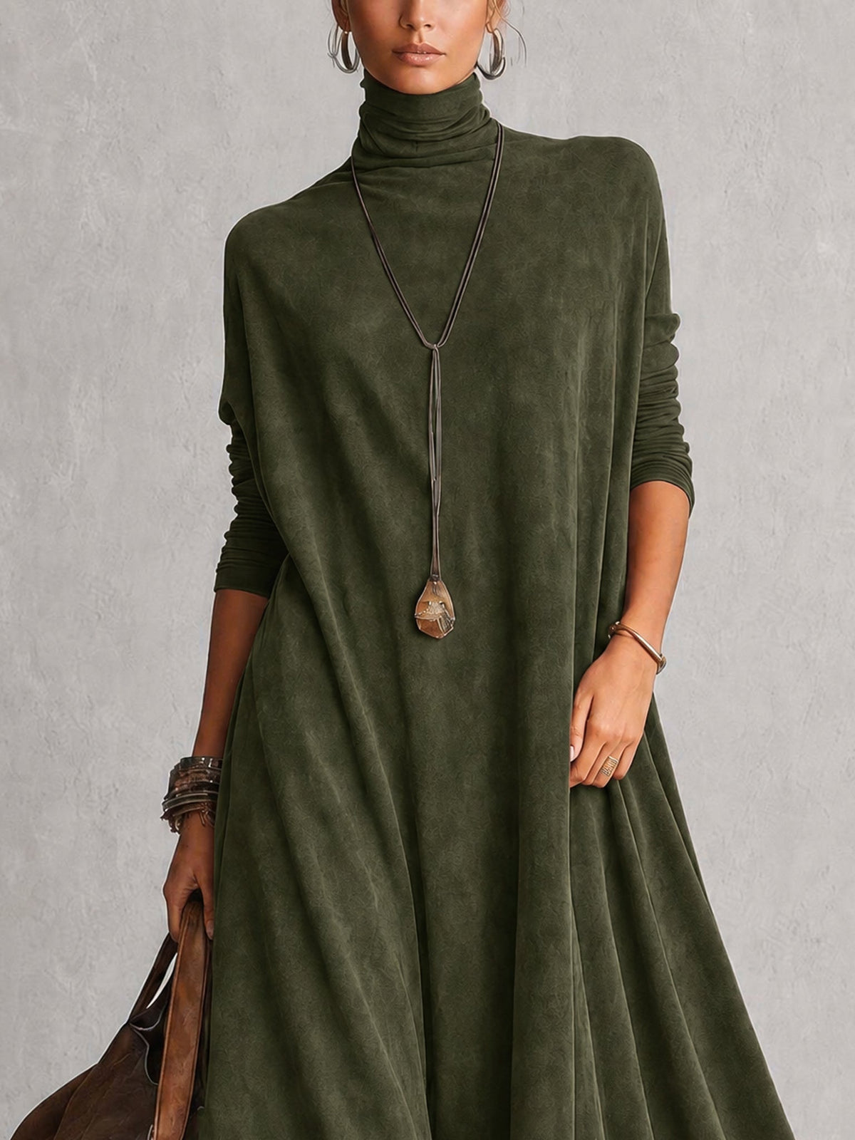 MARÍA | Vestido largo efecto ante con bajo de encaje