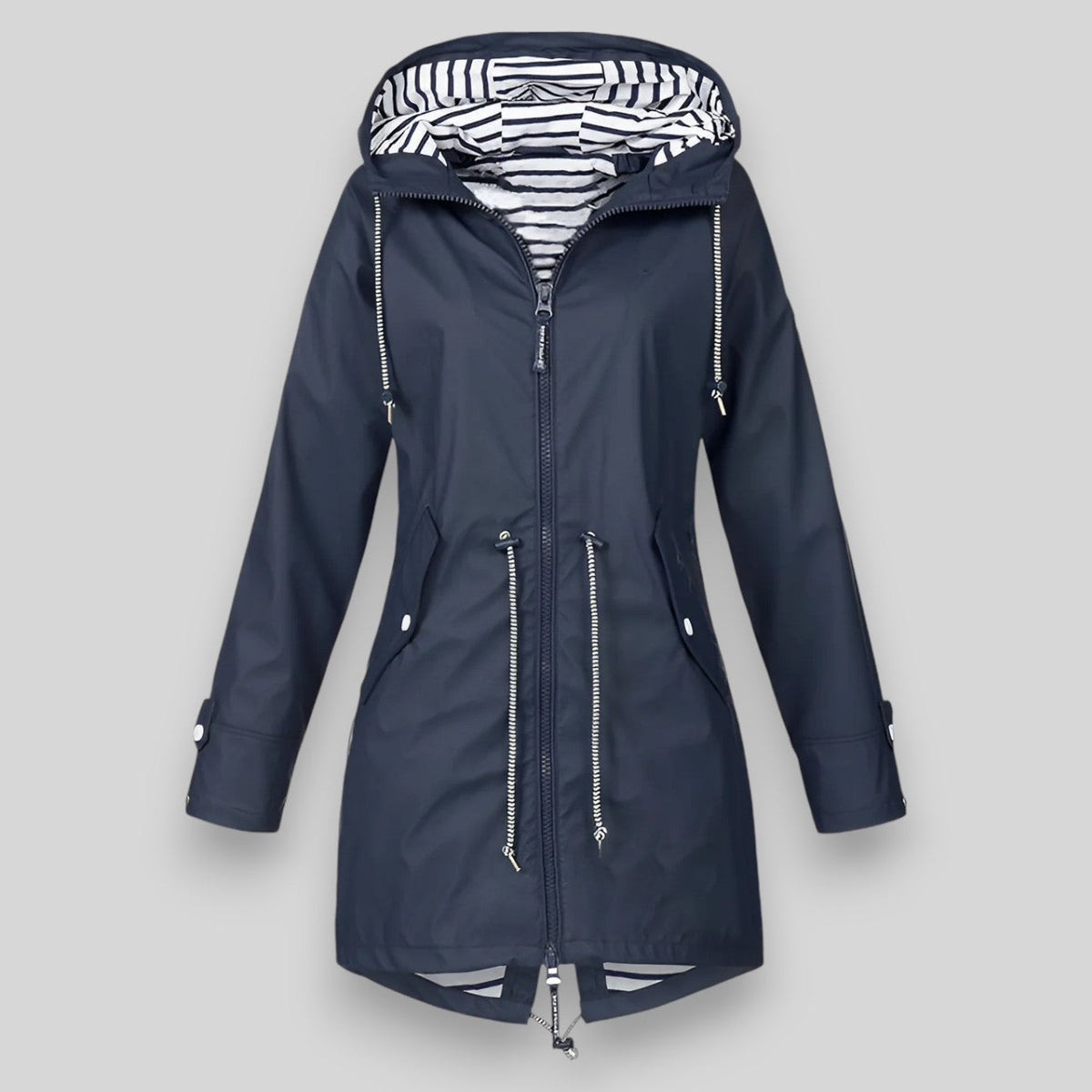 REAL | Impermeable largo elegante con capucha