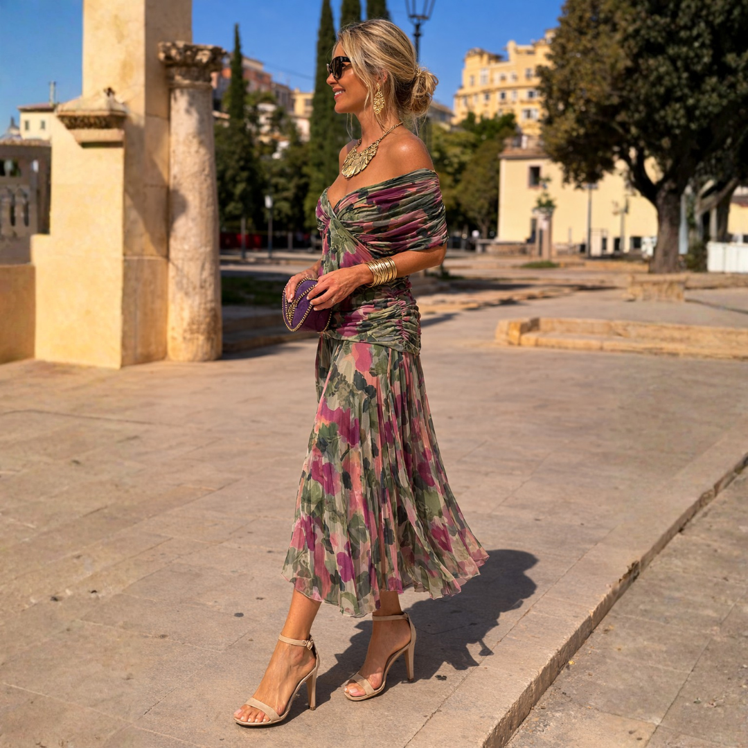 REAL | Vestido largo de hombros descubiertos