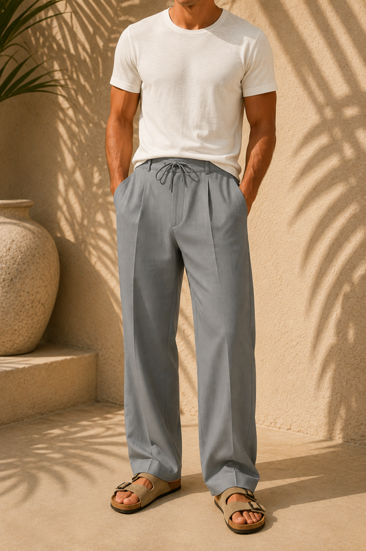 Torino | Pantalones rectos de algodón y lino