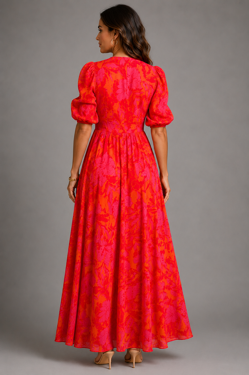 Olympe | Vestido fluido rosa y naranja