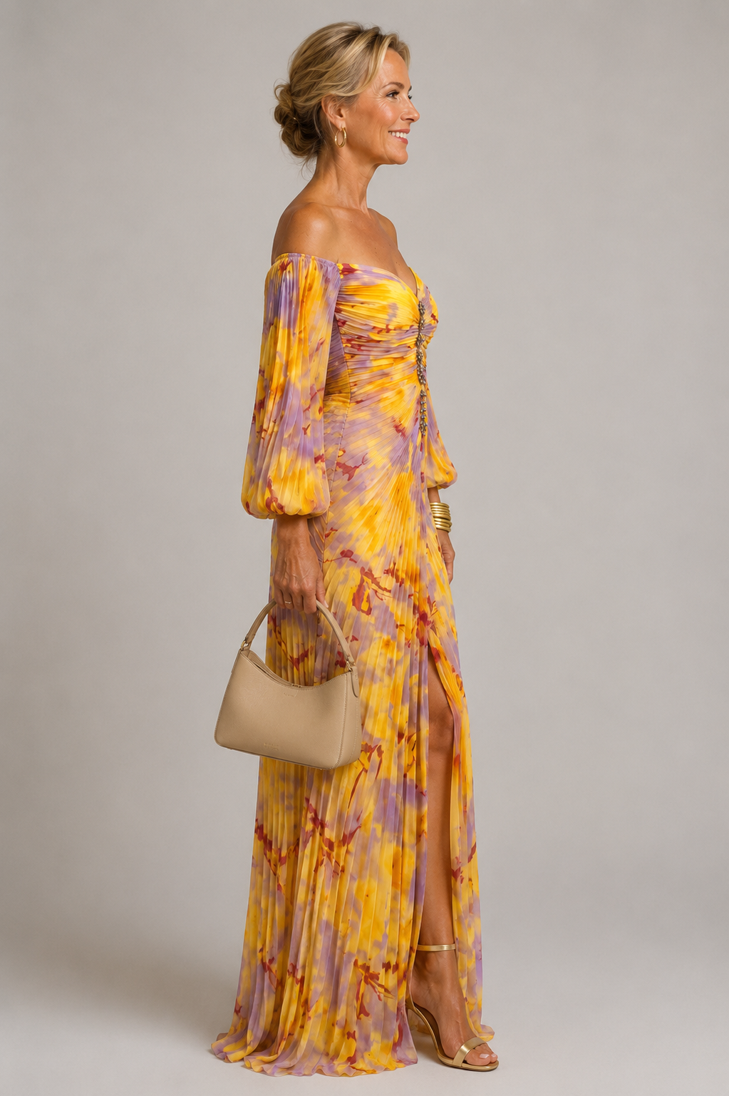 Marina | Vestido largo floral con abertura lateral