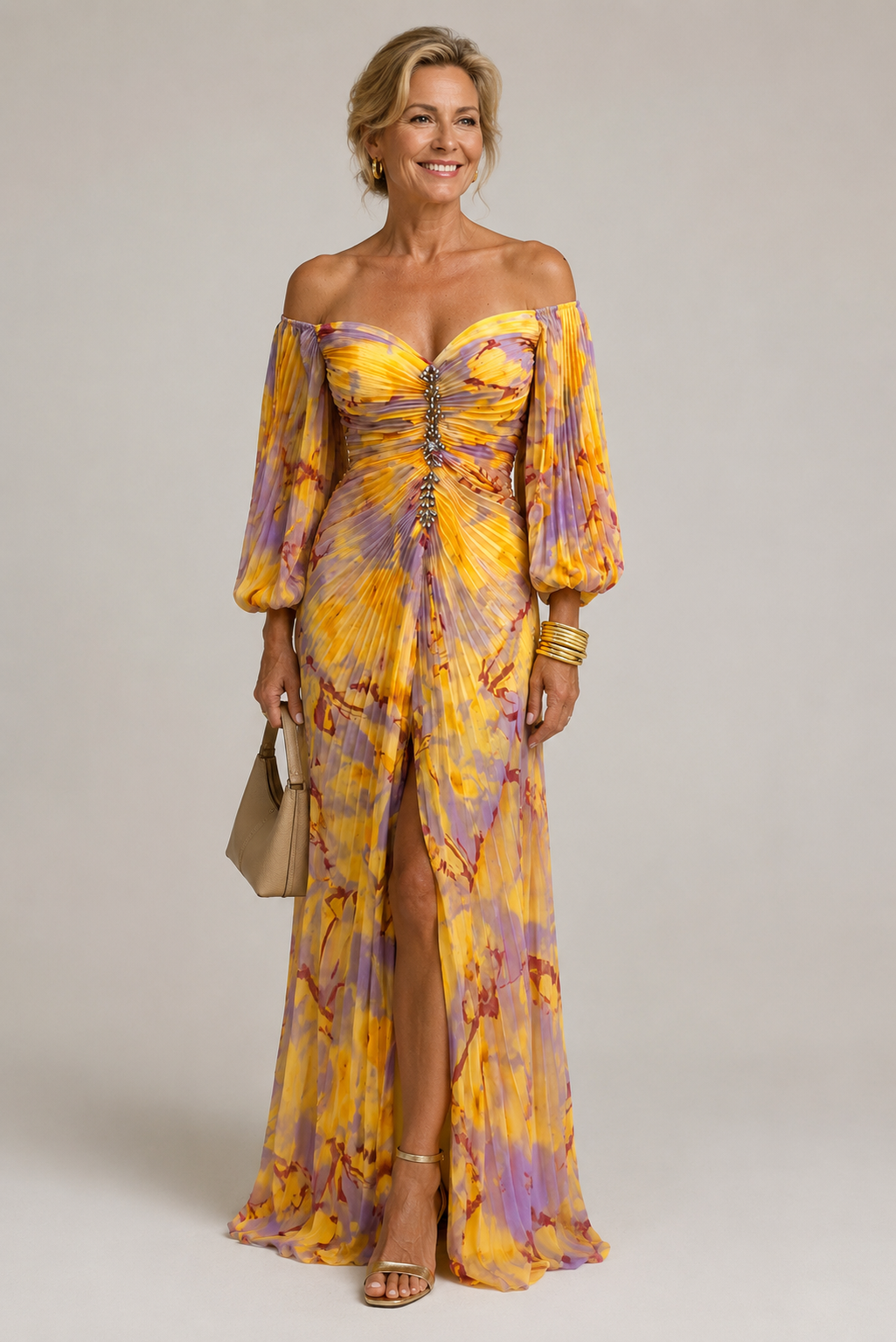 Marina | Vestido largo floral con abertura lateral