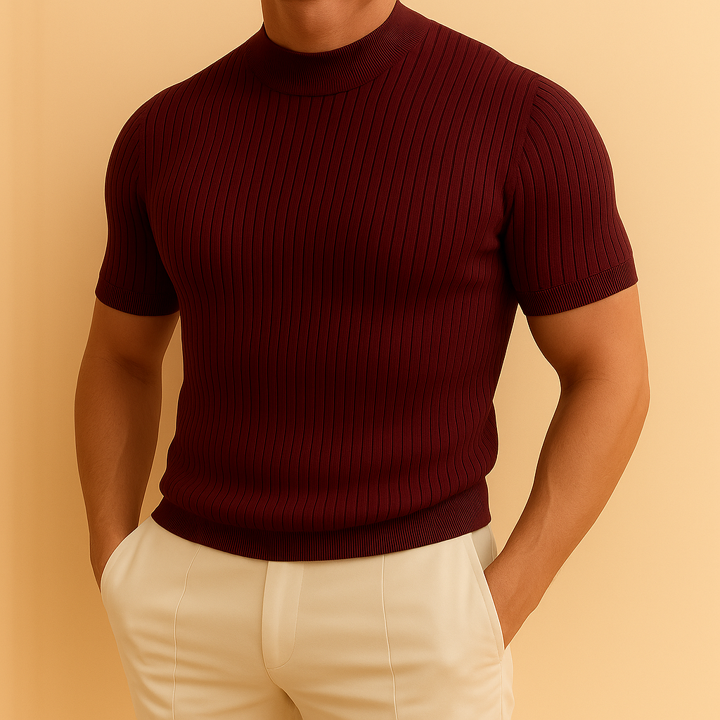 Camiseta de canalé con cuello alto