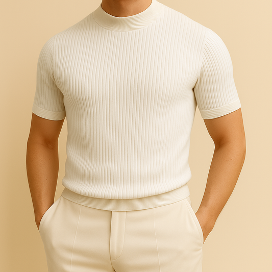 Camiseta de canalé con cuello alto