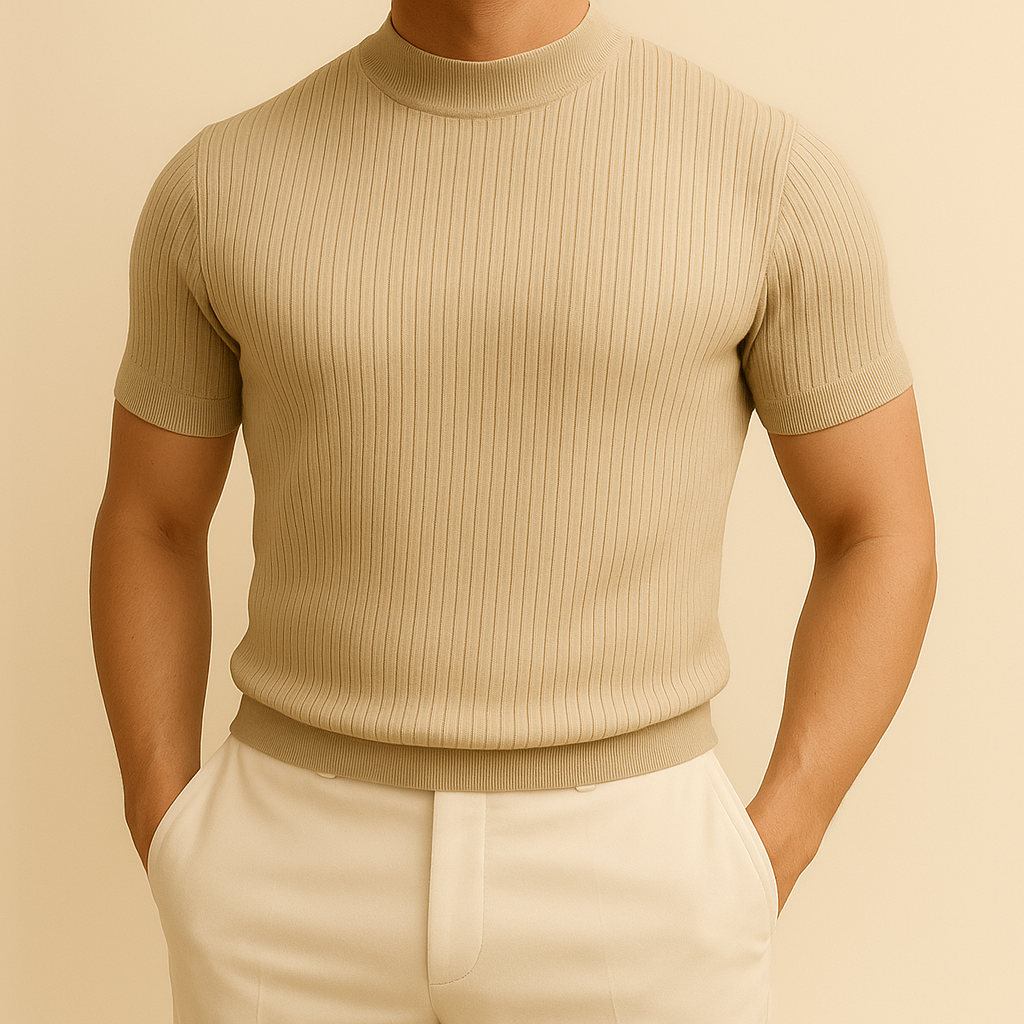 Camiseta de canalé con cuello alto
