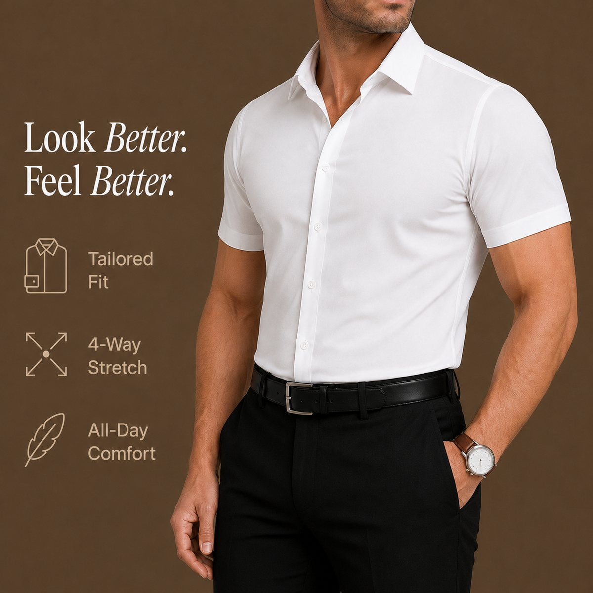Camisa elástica de corte ajustado