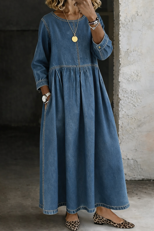 Rocío | Vestido midi vaquero de estilo vintage
