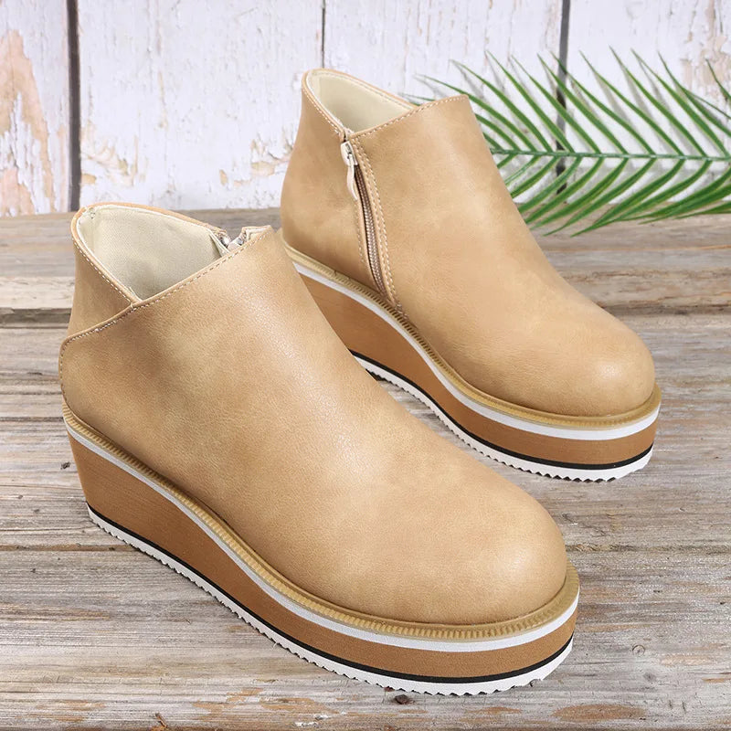 REAL | Botines de cuña con cremallera lateral