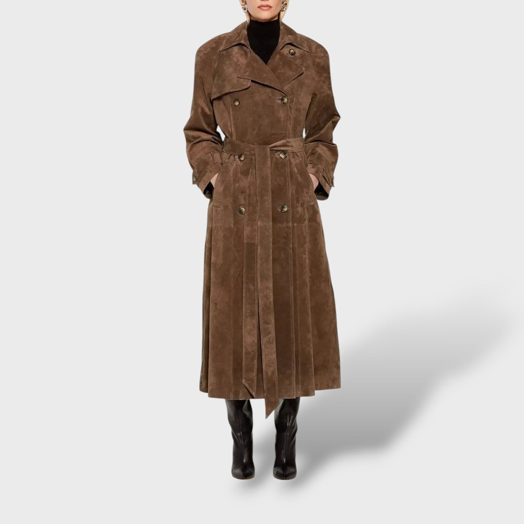Gabardina clásica efecto ante para mujer