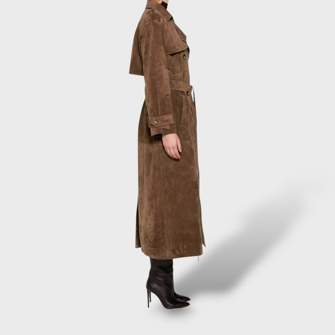 Gabardina clásica efecto ante para mujer