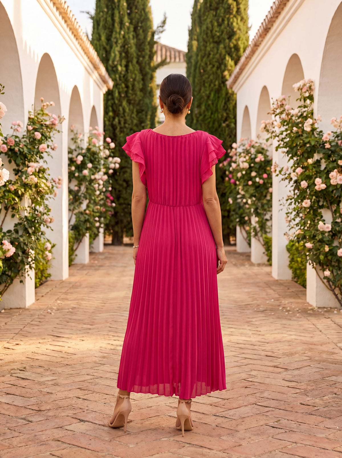Seraphina | Vestido largo plisado con cinturón