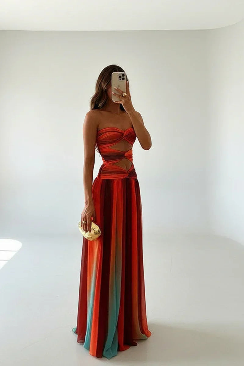 Vestido largo elegante calado