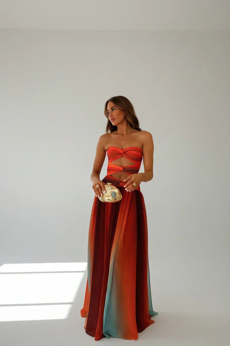 Vestido largo elegante calado