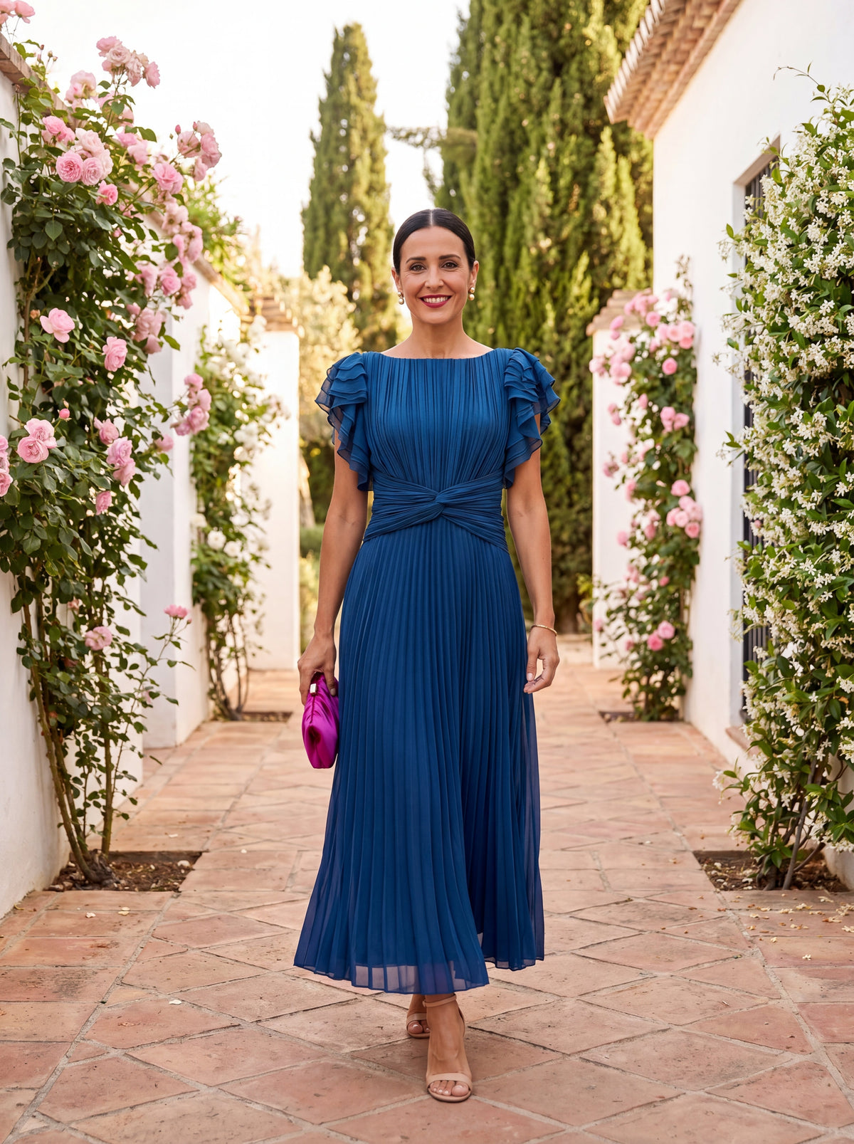 Seraphina | Vestido largo plisado con cinturón