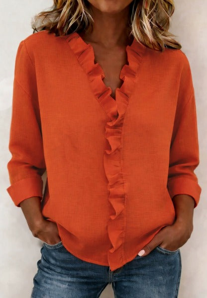 Beatriz | Blusa fruncida con escote en V