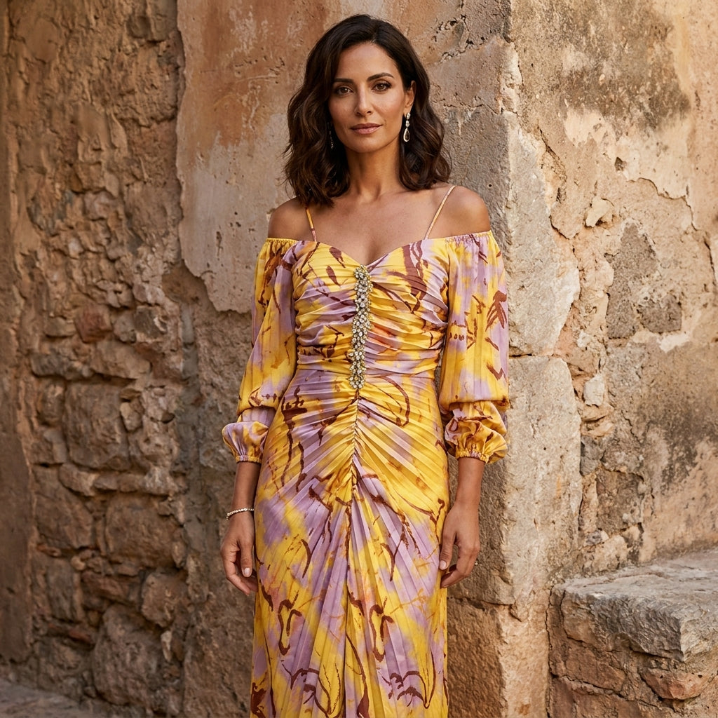 Gregoria | Vestido largo floral con escote pronunciado