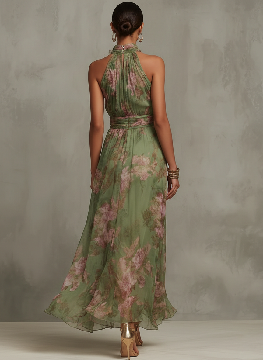 Lidia | Vestido largo floral halter