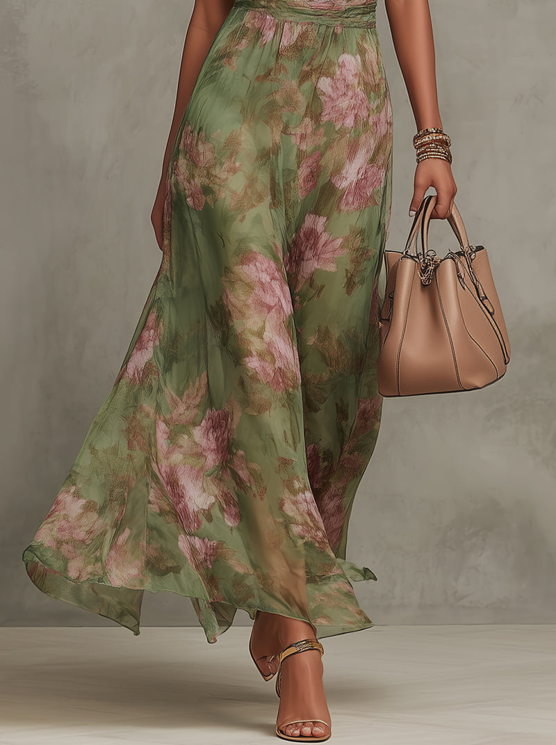 Lidia | Vestido largo floral halter