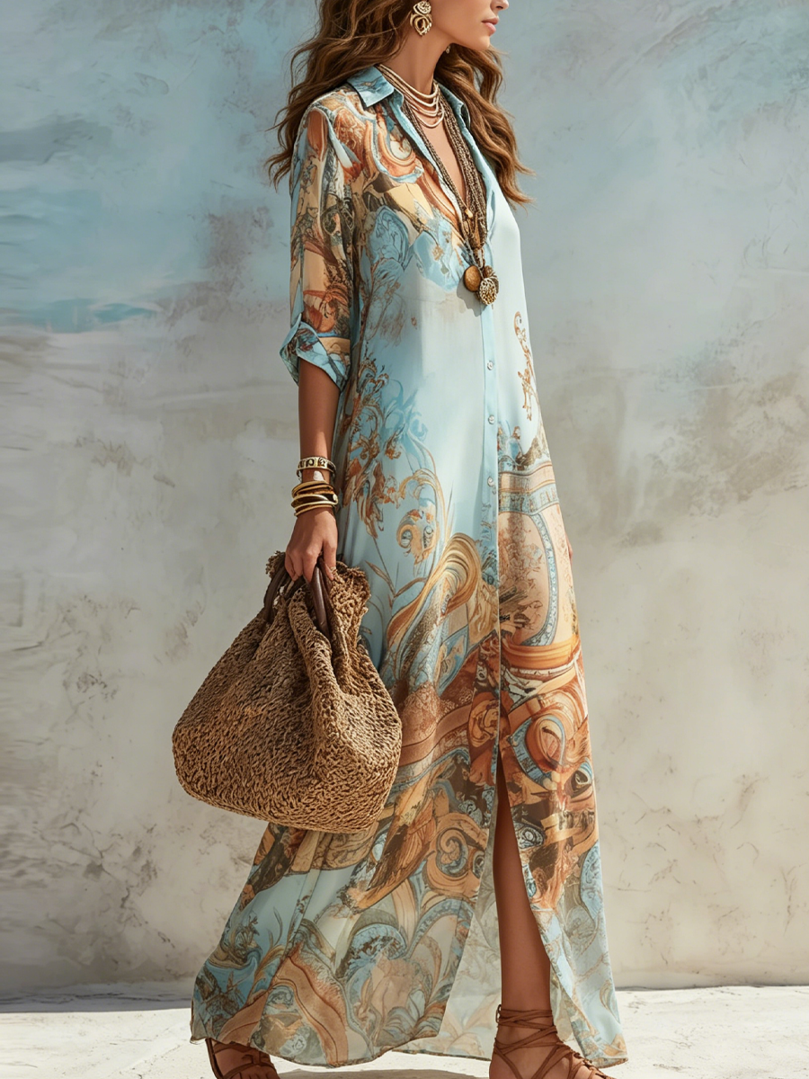 REAL | Vestido largo estampado exclusivo