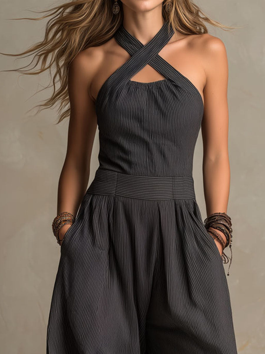 Mono bohemio con escote cruzado